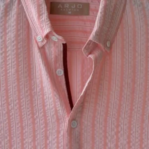 Light Pastel Pink With Rose Pink And White Stripes Shirt